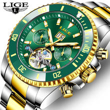 LIGE Mechanical Men Watches Automatic Stainless Steel Waterproof Date Week Green Fashion Classic Wrist Watches relogio masculino 2022 - buy cheap