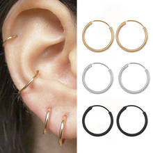Unisex Fashion Hoop Earring for Women Black Silver Color Punk Ear Rings Men Circle Earrings Hoops Hip Hop Jewelry 2024 - buy cheap