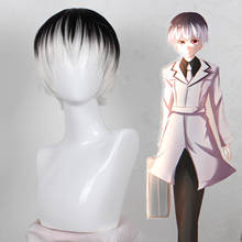 HOT! Anime Tokyo Ghoul Re Kaneki Ken Sasaki Haise Black White Mix Short Synthetic Hair Halloween Cosplay Costumes Wigs + Wig Cap 2024 - buy cheap