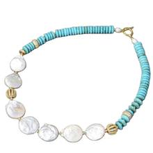 GG ювелирные изделия 20 "пресноводный белый Кеши жемчужное синее бирюзовое ожерелье женские ювелирные изделия 2024 - купить недорого