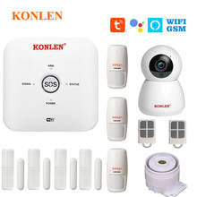 KONLEN-sistema de alarma inalámbrico para seguridad del hogar, Sensor de puerta, Detector de humo, cámara IP, Google, Alexa, aplicación Smart Life, Tuya, WIFI, GSM 2024 - compra barato