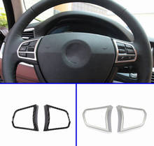 2pcs Interior Sticker Steering Wheel Button Decoration Cover Trim Frame Car Accessories For BMW 5  Series 520 525li 2011-2017 2024 - buy cheap