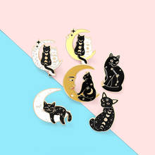 Bruxa gatos esmalte pino personalizado lua fase assistente gato broches saco lapela pino preto branco bruxa ofício distintivo jóias presente para amigos 2024 - compre barato
