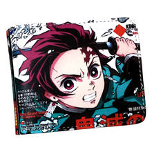 Carteira feminina de anime demon slayer, carteira para cartões kamado tanjirou com bolso para moedas 2024 - compre barato