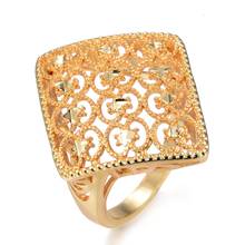 Wando Ethnic Ethiopia Gold Color rings For women men  Engagement wedding Ring Christmas gift Gold Color Resizable golden ring 2024 - buy cheap