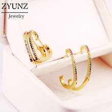 4 Pairs, Rainbow Crystal Zirconia Heart Stud Earring Gold Color Studs CZ Micro Pave For Women Girls 2024 - buy cheap