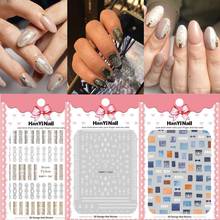 1pcs Snake Skin 3D Nail Art Stickers Jeans Grid Black white geometric Patterns Self-adhesive 3D Decals Tips Nail Slider DIY 2024 - buy cheap