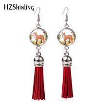 Animal Fox Mon Sleeping fox Tassel Hook Dangle Drop Earrings Glass Cabochon Pendants Jewelry 2024 - buy cheap