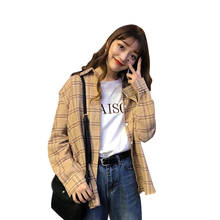 2018 Spring Autumn Casual Plaid Shirts Women Loose Turn-down Collar Batwing Long Sleeve Vintage Blouses Female Korean Thin Blusa 2024 - buy cheap