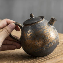 Pure hand-made retro gold rust glazed teapot single pot coarse pottery kung fu tea set ceramic home gift tea maker 2024 - buy cheap