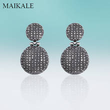 MAIKALE New Vintage Big Round Zinc Alloy Dangle Hanging Rhinestone Drop Earrings For Women Jewelry Statement Classic Gifts 2024 - buy cheap