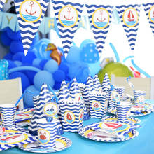 ocean theme Party Supplies DIY Kids Birthday Decoration Disposable Tableware Set Paper Plates Cup tablecloth 2024 - buy cheap