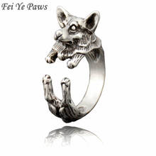 Vintage Cute Welsh Corgi Dog Metal Wrap Rings for Women Animal Couple Finger Adjustable Rings Men Jewelry Gift 2024 - buy cheap