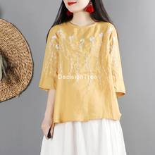 2021 roupas chinesas tradicionais para mulheres chiffon blusa camisa de linho algodão do vintage blusa feminina hanfu cheongsam topos 2024 - compre barato