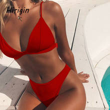 2020 sexy feminino push-up bandage biquíni maiô de cor sólida cintura baixa triângulo maiô sexy maillot de bain femme 2024 - compre barato