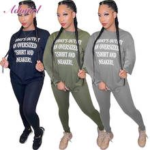 Casual Autumn Women Two-piece Sets Female Solid Color Letter Printing Long Sleeve Tops + Pants Tracksuit Outfits Clothes Suits 2024 - buy cheap