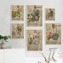 Póster de plantas y flores de hierbas Vintage, poción de brujería Retro, pintura en lienzo e impresiones, imágenes artísticas de pared para decoración de sala de estar 2024 - compra barato