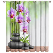 Bamboo Orchid Zen Window Blinds Living Room Bathroom Bedroom Outdoor Decor Print Curtain Panels With Grommets Outdoor Curtains 2024 - buy cheap