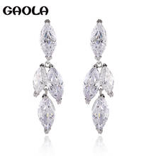 GAOLA Classic Cubic Zirconia Flower Shape Stud Earrings Women Wedding Party Flower White Gold Color Fashion Jewelry GLE1325 2024 - buy cheap