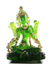 Arte con diseño de Buda antiguo francés esmalte dorado verde estatua de Tara Buda pintado Guanyin Bodhisattva Tantra budish oración conjunto templo 2024 - compra barato