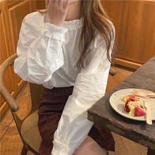 Blusas femininas de algodão, camisa casual feminina de manga comprida 2024 - compre barato