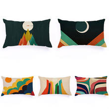 Sun Moon Pattern Cotton Linen Rectangle Cushion Cover Cute Animal Bird Print Throw Pillow cover Home Decor Sofa Bed Car 30*50 2024 - buy cheap