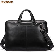 Fashion casual genuine leather men women's briefcase business natural real cowhide handbag simple laptop shoulder messenger bag 2024 - buy cheap