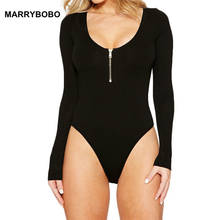 Body de vendaje con cremallera para mujer, traje informal de manga larga con cuello redondo, elástico, ajustado, Sexy, de talla grande, otoño de 2019 2024 - compra barato