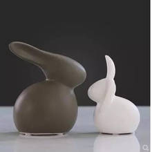 Conejo de cerámica de estilo europeo, hogar, oficina, manualidades de decoración de escritorio, regalos de cumpleaños 2024 - compra barato