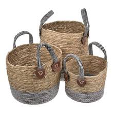 Storage Baskets Straw + Cotton Laundry Baskets Hanging Flower Pot Baskets Storage Flower Home Pot Panier Osier Basket For Toys 2024 - buy cheap