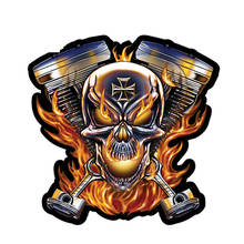Skull Flames Engine Creative Car Sticker Accessories Vinyl PVC 12cm*12cm Motorcycle Waterproof Windshield Car Styling Decal 2024 - buy cheap