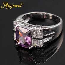 Ajojewel Purple Cubic Zirconia Square Stone Rings For Women Wedding Band Ring Anel Feminino Bague Femme 2024 - buy cheap