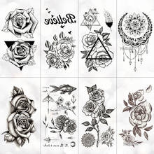 тату наклейки тату временные женские стикеры татуировки переводные Водостойкие Временные татуировки, наклейки на боди-арт, временные мужские татуировки, линии, розы, Временные татуировки, наклейки, временные татуировки 2024 - купить недорого