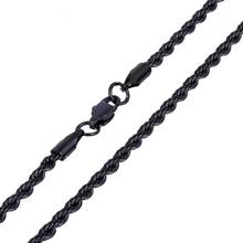 Corrente de corda de aço inoxidável com 3mm de largura, tom preto, colar para homens, meninos, acessórios de joias kn403 2024 - compre barato