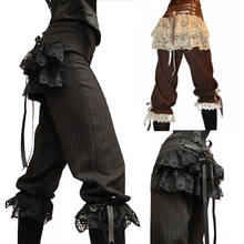 Disfraz de pirata vikingo Medieval para mujer, Capris con pantalones de encaje, gótico, Steampunk, Corsair, medio pantalón, vestimenta Retro Para Festival 2024 - compra barato