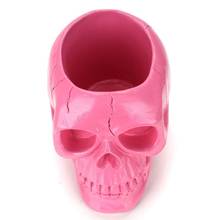 Creative Pink Skull Ornament Skeleton Pen Holder Desktop Pencil Organizer Makeup M17F 2024 - buy cheap