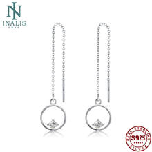 INALIS Luxury 925 Sterling Silver Geometric Long Tassel Shine 5A Clear Cubic Zirconia Drop Earrings For Women Fine Jewelry Gift 2024 - buy cheap