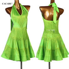 CACARE-vestido de baile latino con flecos para mujer, traje de competición, Salsa, Tango, personalizado, dobladillo con borlas D0508 2024 - compra barato