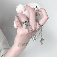 Women Punk Hip Hop Link Chain Cross Opening Rings Set Unisex Silver Color Index Finger Ring Men Knuckle Bands Jewelry Anillos 2024 - buy cheap