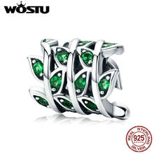 Pingentes wotsu prata 100% folhas árvore verde, pulseira personalizável primavera 925 2024 - compre barato