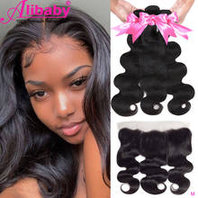Alibaby Bundles With Frontal Body Wave NaturalColor Non Remy Bodywave Hair Lace Frontal Closure With Bundles Human Hair Peruvian 2024 - buy cheap