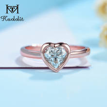 Kuololit  585 10K 14K Solid Gold Moissanite Ring for Women Luxury Rose white yellow gold heart shape Ring for Vintage Engagement 2024 - buy cheap