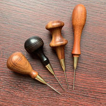 Round Cone awl with sandalwood handle, handmade leather Punch hole positioning 2024 - buy cheap