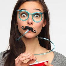 1 Pcs Fun Plástico Macio Óculos De Palha Palhas Bebendo Flexíveis Tubo de Ferramentas Crianças Brinquedo Da Novidade Fontes Do Partido Bar Suprimentos Kawaii 2024 - compre barato