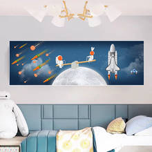 Pintura en lienzo de astronauta abstracto de dibujos animados, póster creativo de Luna, impresiones de arte de pared, imagen moderna para dormitorio de bebé, decoración del hogar 2024 - compra barato