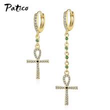 Asymmetry 925 Sterling Silver Cross Earring For Christian Exquisite Rhinestone Long Chain Dropping Earrings  Jewelry Party Gifts 2024 - buy cheap