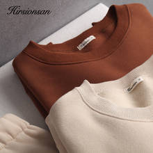 Hirsionsan Brown Cotton Women Hoodies Harajuku Solid Color Oversized Full Sweatshirt Streetwear Casual Soft Tracksuit Clothes 2024 - купить недорого