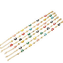 Stainless Steel Bracelets Turkish Eye Gold Color Moon Round  Evil Eye Enamel Bracelets For Women Jewelry Gifts On Hand, 1 Piece 2024 - buy cheap
