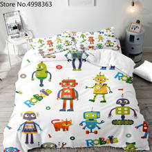 Juego de fundas de edredón con dibujos animados de Robot para niños, juego de cama de 2/3 piezas, cubierta de edredón, decoración de dormitorio de lujo 2024 - compra barato