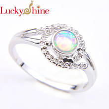 Luckyshine Women Jewelry Round Opal Rings Vintage Silver Engagement Ring Wedding Rings Size 7-9 2024 - buy cheap